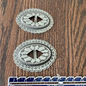 Vintage SouthWestern Style Silver tone Oval Belt Conchos set of 2